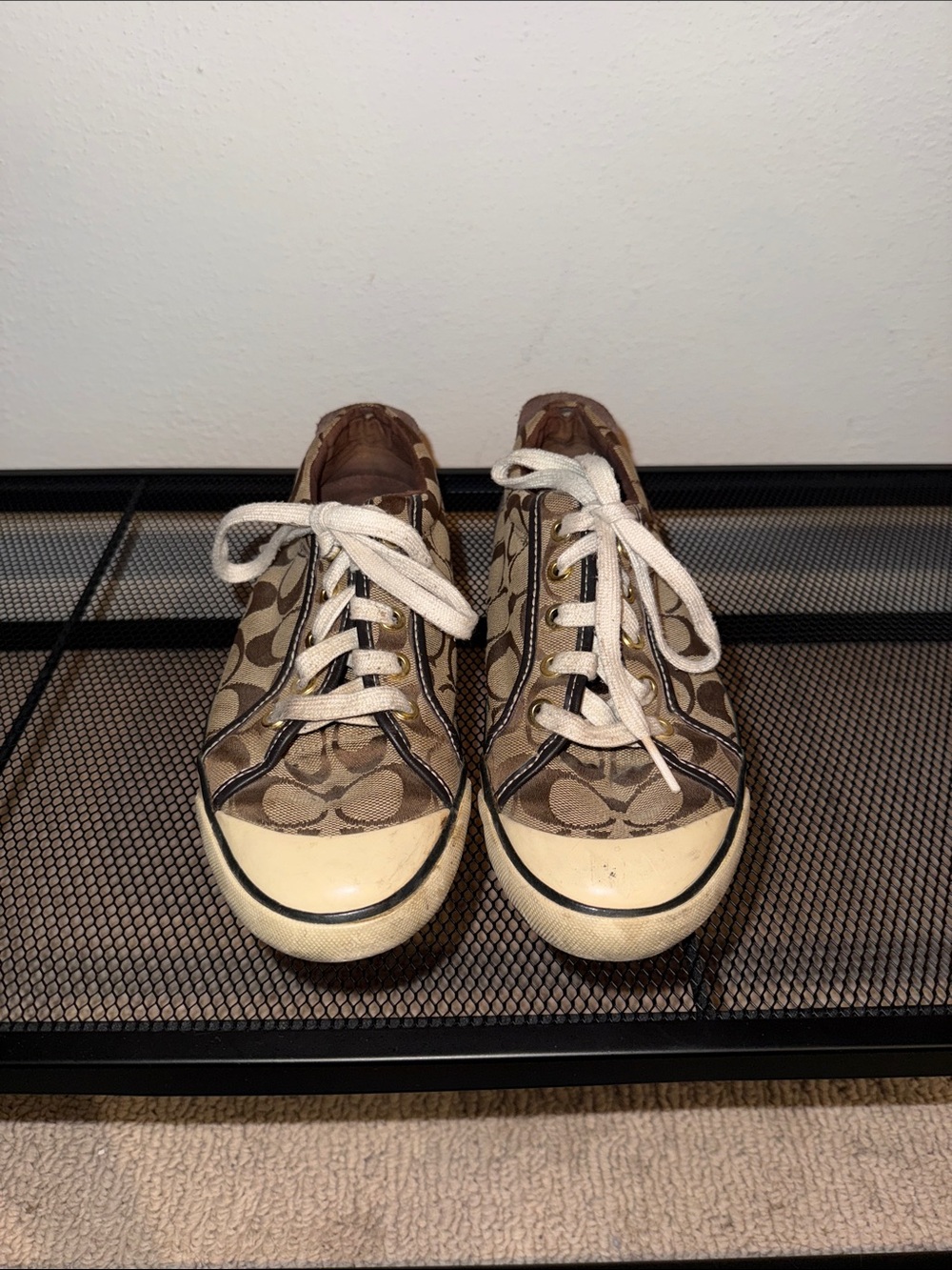 Coach Brown Signature Canvas Sneakers with White Laces